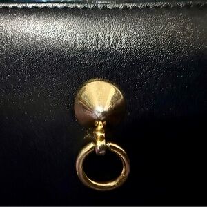 Fendi Black Leather Zip‑Around Continental Wallet